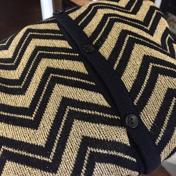 Vintage Black & gold cardigan sweater women’s S - Picture 10 of 13